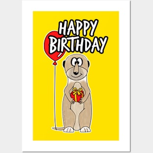 Happy Birthday Meerkat Lover Wildlife Funny Posters and Art